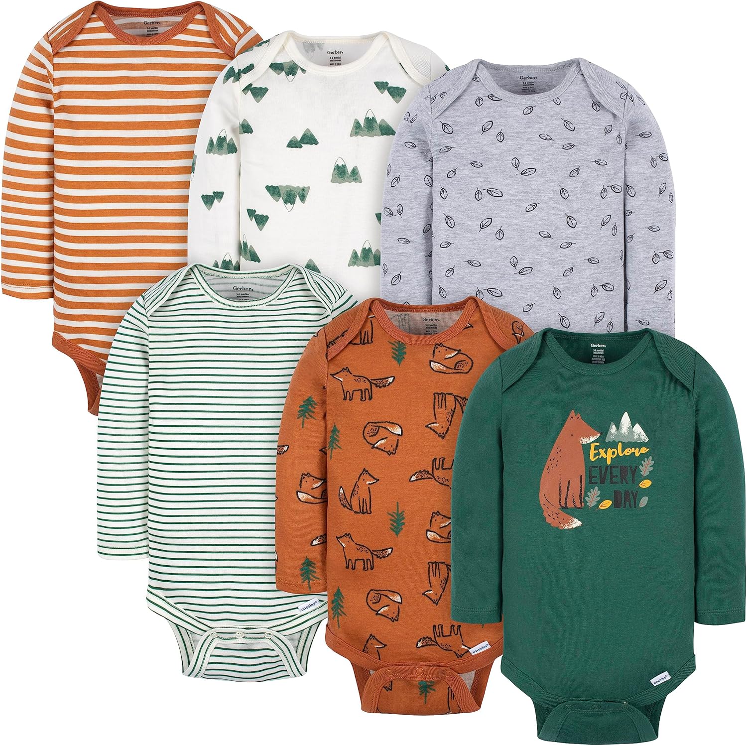 Gerber Baby Boys 6-Pack Long-Sleeve Onesies