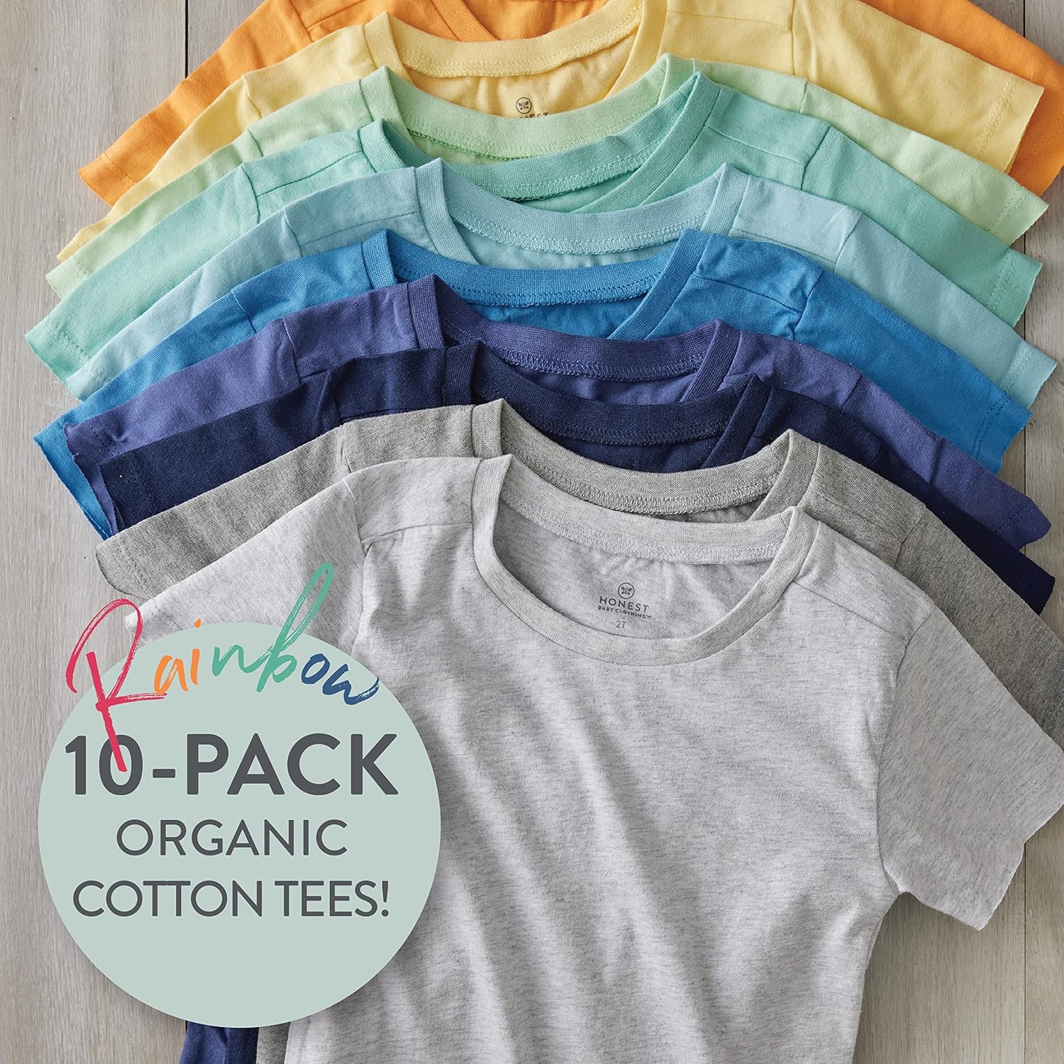 HonestBaby Organic Cotton Tee 10-Pack for Kids